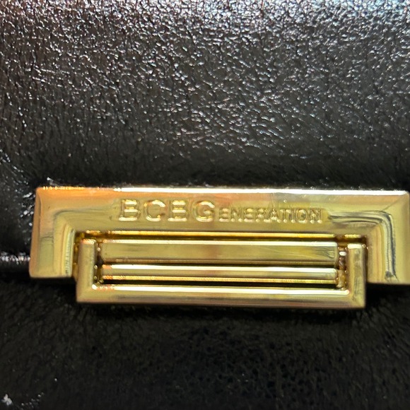 BCBGeneration Black Patent Leather Clutch Chain Shoulder Purse Evening Bag - Picture 3 of 10